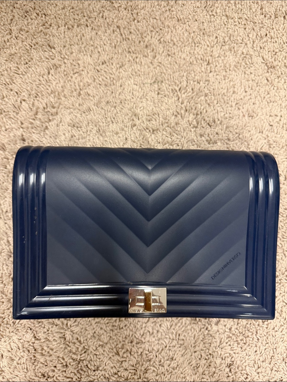 Designinverso Navy Blue Quilted PVC Jelly Crossbody Bag